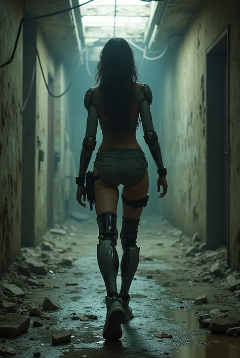 In an abandoned bunker, a cyborg woman explores the desolate corridors. Equipped with mechanical limbs, she moves quietly, alert to any potential threats. Sensors in her eyes enable her to see through the darkness, revealing a dilapidated environment cover...