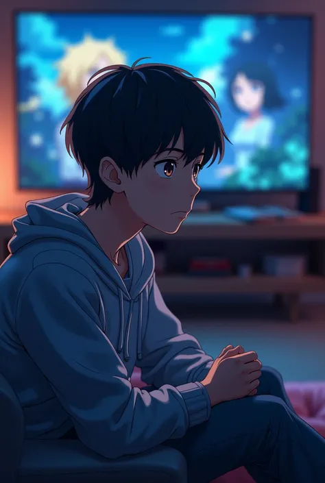 A teenager watching anime 