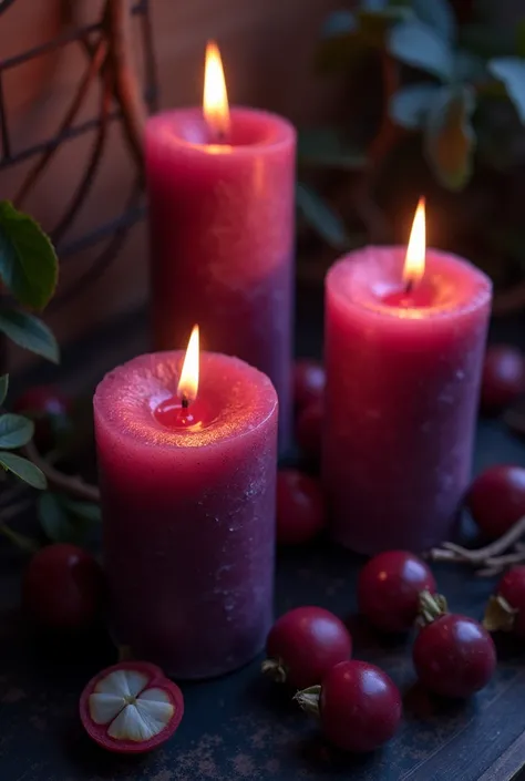 Mangosteen peel colored candles