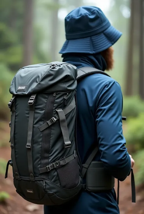 A back pack with a build in as in connected hat/ hoodie.