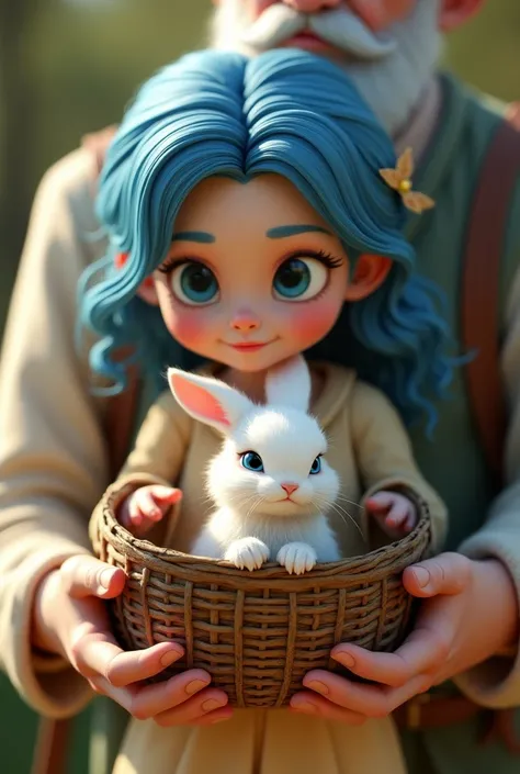 A blue-haired girl with blue eyes An old wooden basket with a beautiful rabbit inside And while dancing with your beautiful rabbit in my uncles arms
Style 3D