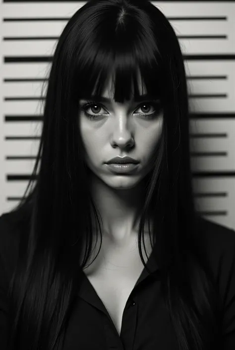 ((Instagram model,)) (long straight black hair),  prison mugshot