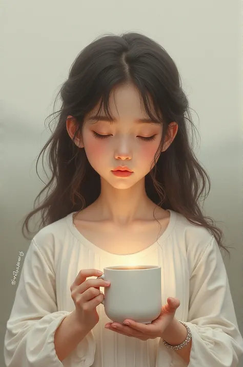 A girl with cup