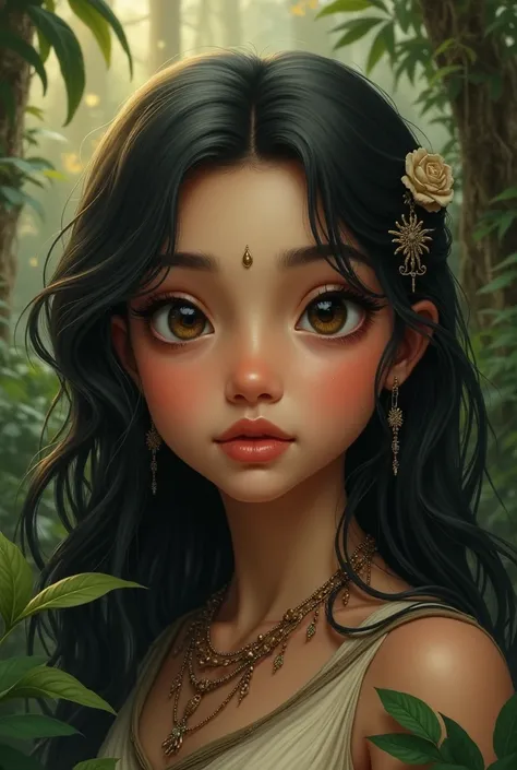 Sita cute face human
 standing alone in jungle vintages 