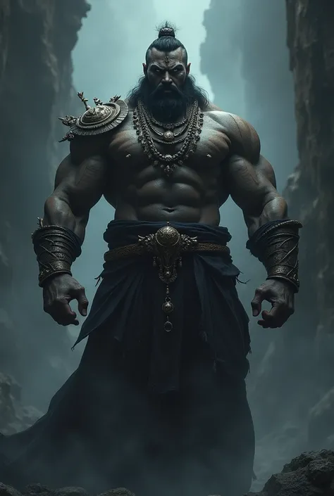 create a mahabali image looking like dark and muscle
