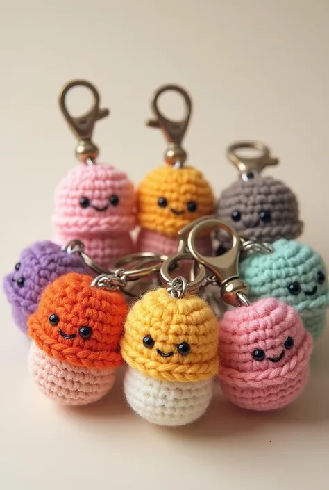 Amigurumi crochet flowers for key chains
