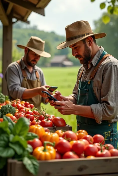 Farmers uploading the produce in an app