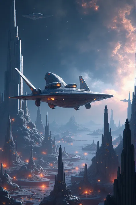 A visually striking image that evokes science fiction, like a futuristic cityscape, a spaceship soaring through space, or a robot interacting with humans.