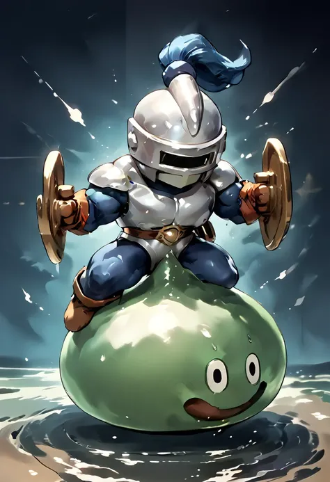 highest quality,huge muscles,huge erect penis,slime knight,young knight、