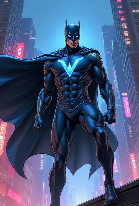 Create a character that is a mix of Nightwing, Daredevil and Moon Knight in comic book style. Make him happier and less like Batman