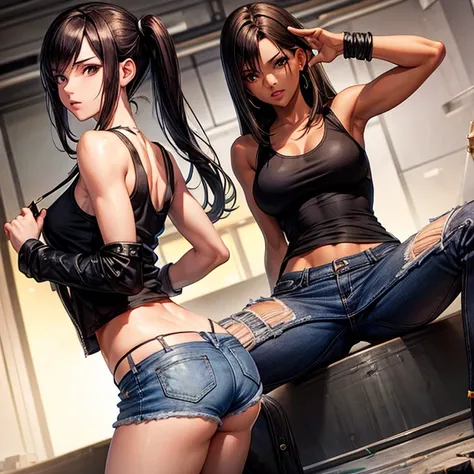 Shorts　juvenile　Tank top　hoodie　jeans　Tifa Lockhart　Attractive ass