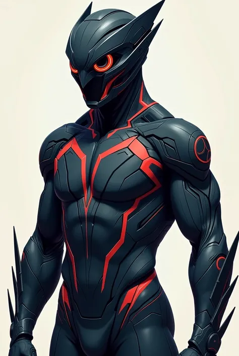 (highly detailed) A full-body illustration of a superhero. Nightwatcher, jest wyjątkowym połączeniem nowoczesnej technologii i inspiracji zaczerpniętych z czterech zwierząt: spider, węgorza, snow leopard and owl. The costume is made of dark gray material, ...