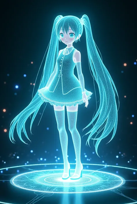 3 dimensions, Anime style, hologram, miku hatsune