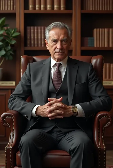  Man in suit sitting on chair 
