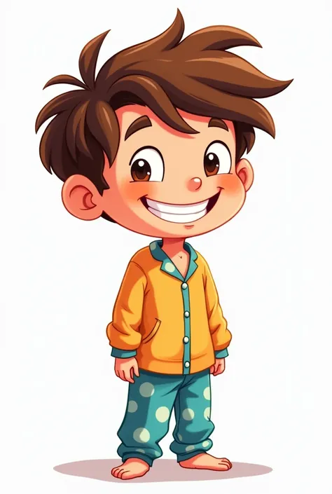 Boy, 12-, wearing pajamas, PNG background, cartoon lines