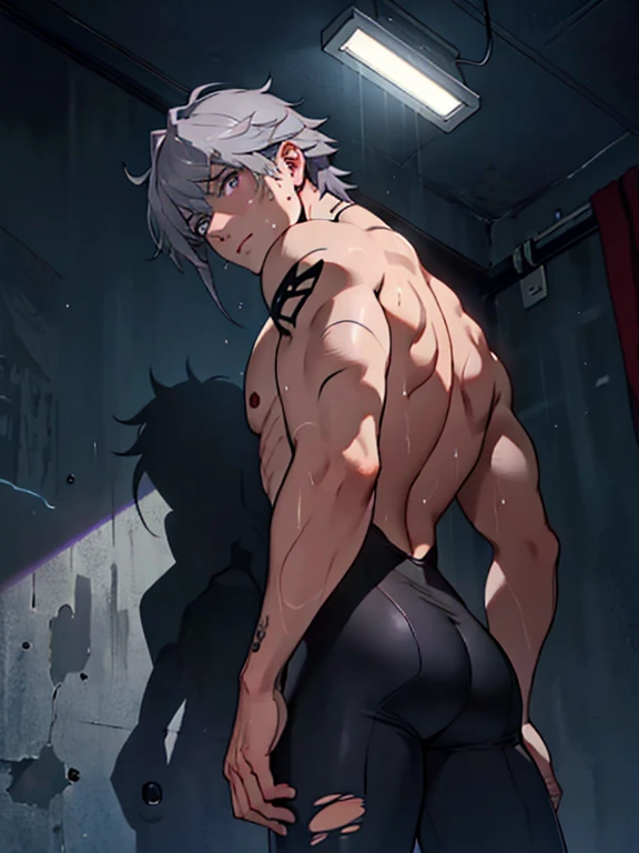 ((finer details)), best shadow,cinema lighting,highest quality,((very detailed))　masterpiece　embarrassing　gray hair　purple eyes　...