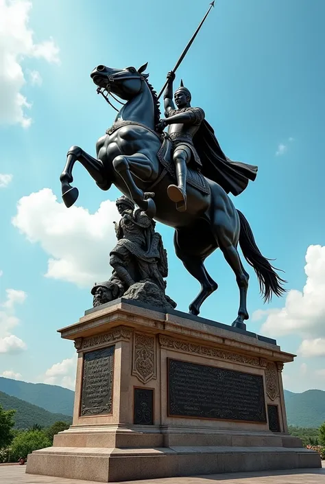 Great tourist monument of African Muslim Horse and Black Knight in Togo at war victorious 