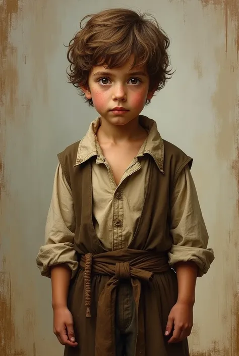 medieval peasant boy no background painting style 