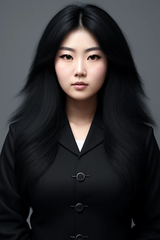 jet black hair,midium hair,most very wolf hair,very coarse hair,very lion hair,thick hair,most very heavy weight hairstyle,fluffy hair,most very voluminous hair,female jail officer,black uniform,black pants,most very angry face,most beautiful face,1 Chines...