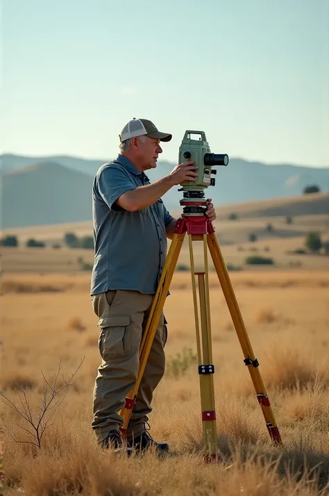 Survey man with surveying instrument 