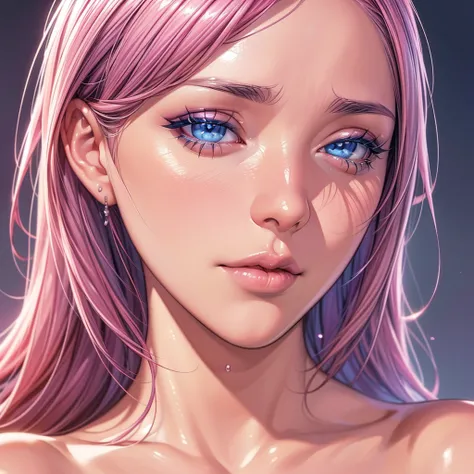 beautiful detailed eyes, beautiful detailed lips, extremely detailed eyes and face, long eyelashes, 1girl, portrait, blue eyes, pink hair, large breasts, (best quality,4k,8k,highres,masterpiece:1.2),ultra-detailed,(realistic,photorealistic,photo-realistic:...