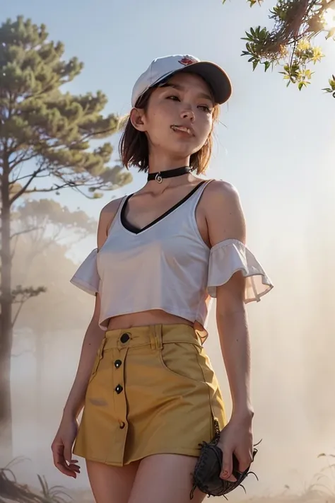 a beautiful japanese college girl with some freckles on her face inspired by hamada hideyaki shot by contax g1 with portra 800 film roll, ((short hair)),  ((yellow trees forest)), autumn,scenery:1.25,((intricate scenery)),((autumn forest background)), ((su...