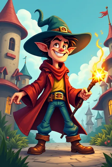 A swashbuckling wizard in cartoon animation
