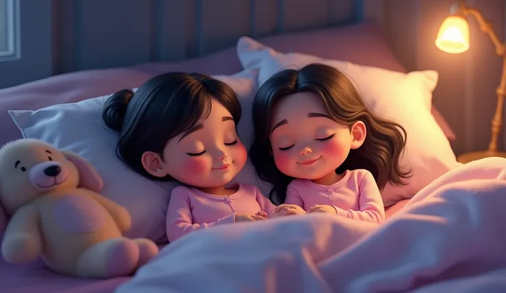 Disney Pixar Style, high quality, Better Quality, Sisters, sleep