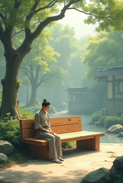 uniqueness japanese bench with leaning on