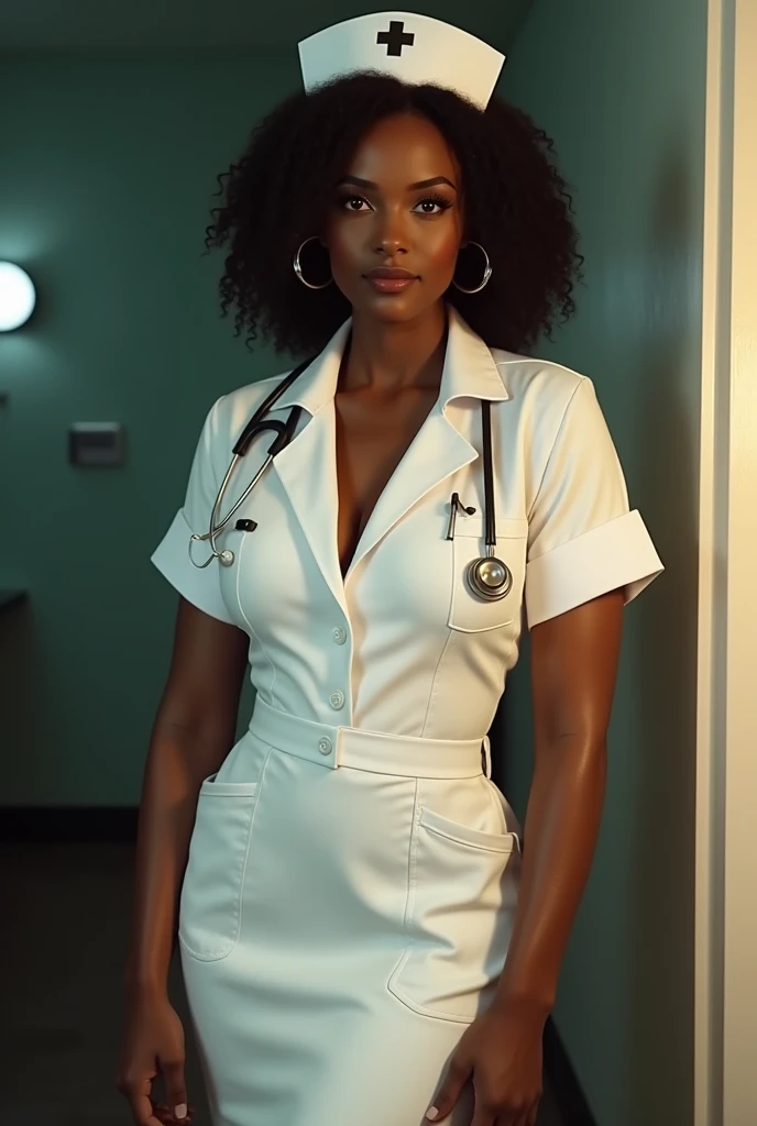 Ethiopian sexy milf wearing nurse uniform