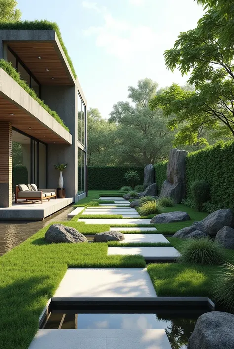 Leisure space , inked ,contemporary , Modern , Garden , Brazilian Northeast, minimalistic , Ultra realistic 3D , photo realist , 