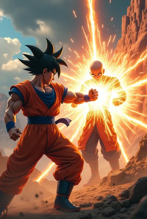 Goku punching saitama badly