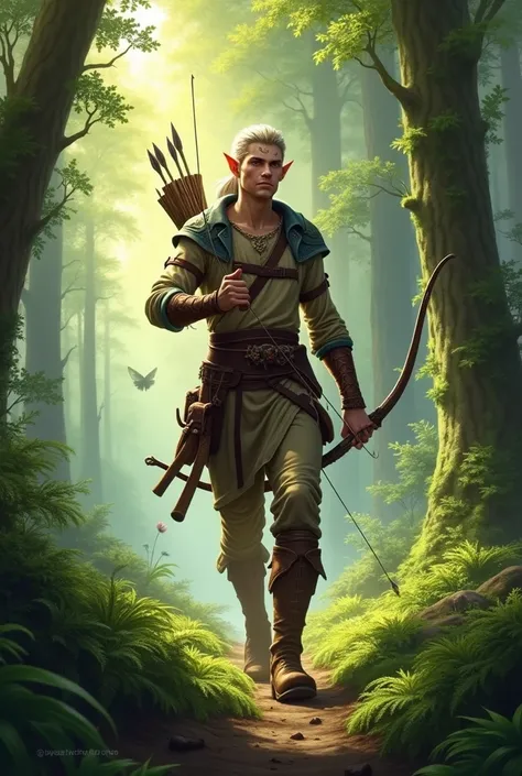 Male elf avariel ranger archer forest