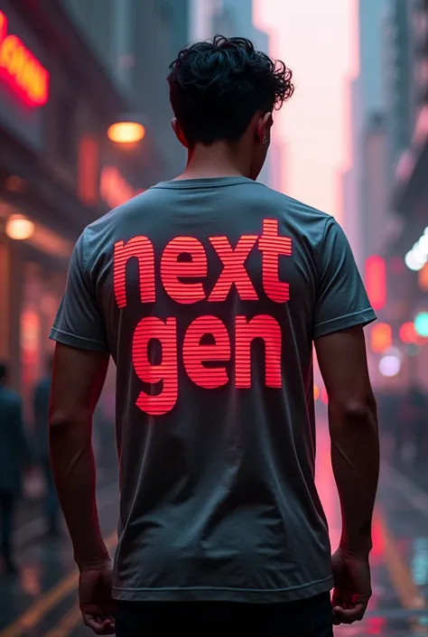 "Cinematic" back t-shirt which printed with "NextGen" with red colour  glich effect 