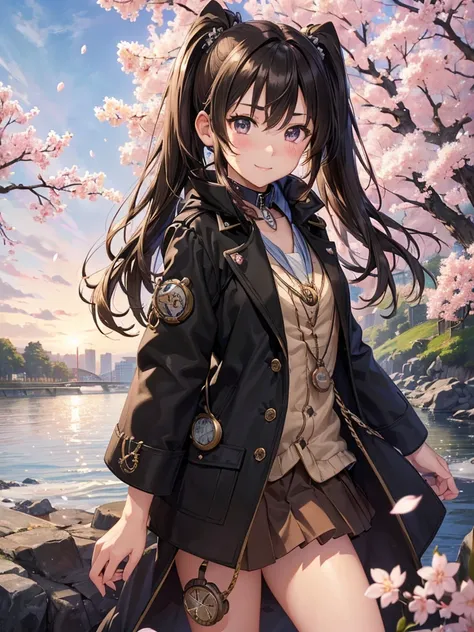 (16K,Ultra-high resolution,Highest quality,masterpiece,Super detailed,Attention to detail,Very vivid CG),独奏,Beautiful smiling teenage Japanese woman,Brown hair twin tails,((Highly detailed facial features:1.3)), Beautiful and perfect face, Perfect Eyes,Ana...