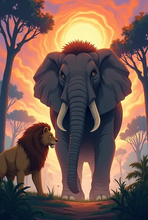 Lion+elephant  anime 