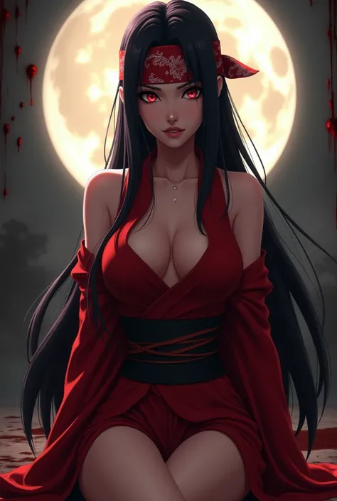 uchiha sarada, naruto shippuden, glasses, sleeveless red kimono, bandana on forehead, masterpiece, solo, full body (best quality, perfect detailed, beautifully detailed face, detailed eyes), ,(cleavage) (naked body),show breast, big breasts, thighs, sexy, ...