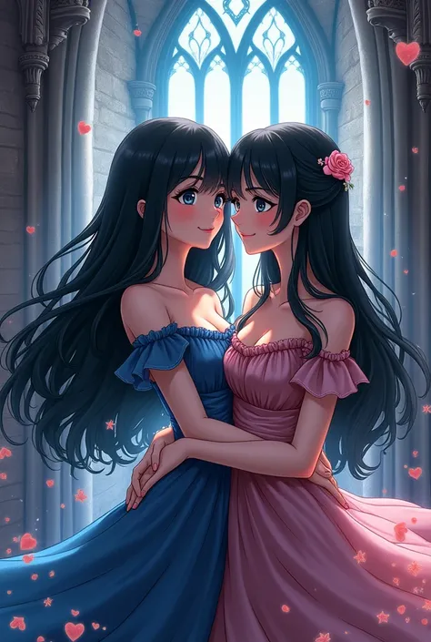 Harry Potter anime illustration and two girls married with black hair