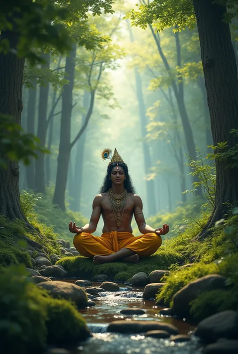 shree krishna meditation in deep forest 
Peace