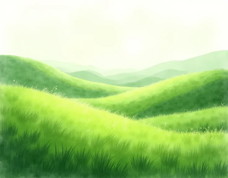 watercolor landscape background with green grass