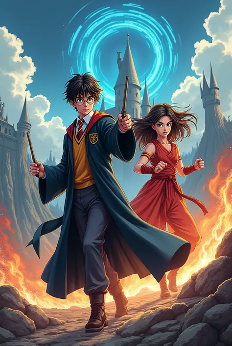 Harry Potter Anime Illustration and Girls Dragon Ball