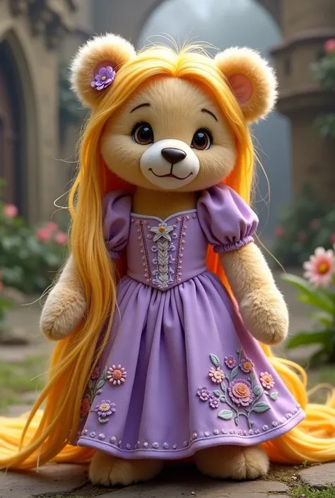 Teddy Bear dressed in a Rapunzel custome