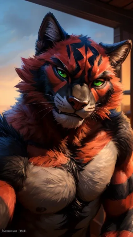 Male, (((solo))) character, incineroar, Male focus, 8k wuality, ultra realistic, 3d render, digital art, beautiful and detailed portrait of a Male incineroar, kenket, Ross Tran,ruan jia, uploaded to e621, zaush, foxovh, cenematic lighting, (((confident, se...