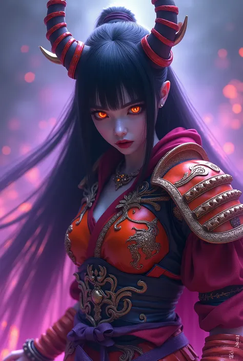 (best quality,4k,8k,highres,masterpiece:1.2), ultra-detailed, (realistic,photorealistic,photo-realistic:1.37), terrifying white vampire girl with the appearance of a samurai, the most stunning face in the Galaxy, glowing evil eyes, dynamic poses, threateni...