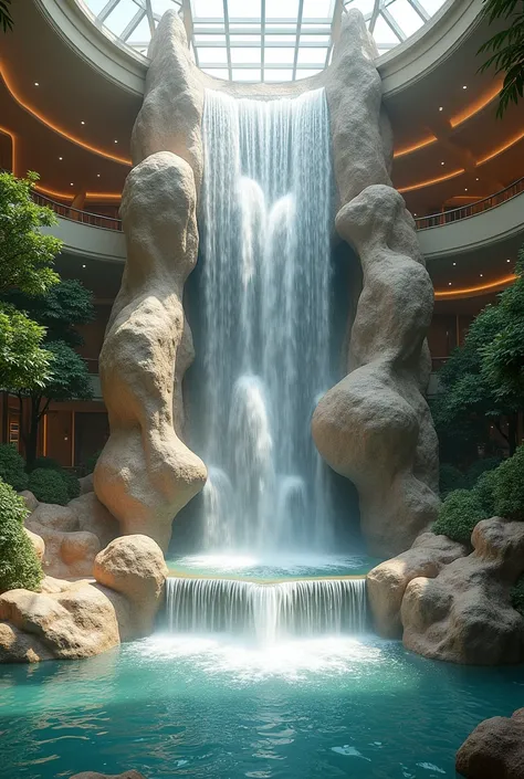 Big beautiful waterfall type fountain with creative wall sculpture for hotel 