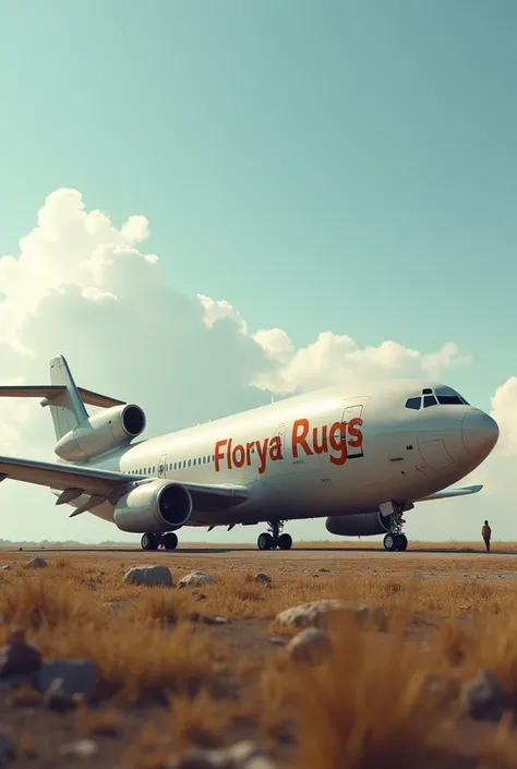 create me a on the ground airplane and my brand name Florya Rugs should be written on the plane