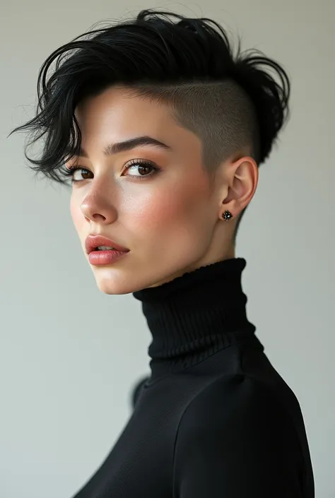 Best Quality, facial focus, luz outfit, ultra high resolution, Pretty woman with short undercut hair style standing front full length 