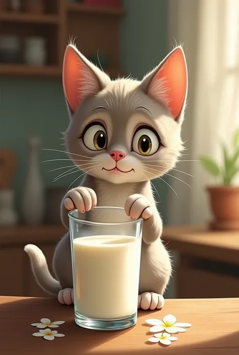 Once upon a time there was a cat who wanted to drink milk but didn&#39;t have a cup.
