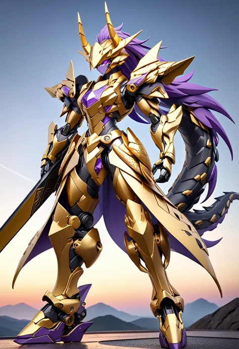 Ultra HDの3DCGコンセプトアート、Draw a stylish robot、Three stylish horns on the head、The jaw is long and narrow、The whole body from the neck down is stylishly shaped like Japanese armor.、Shoulder armor is a little long horizontally、The legs are stylishly shaped like...