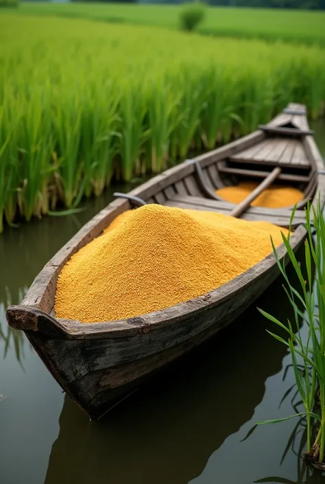 boat with paddy seeds combined photo